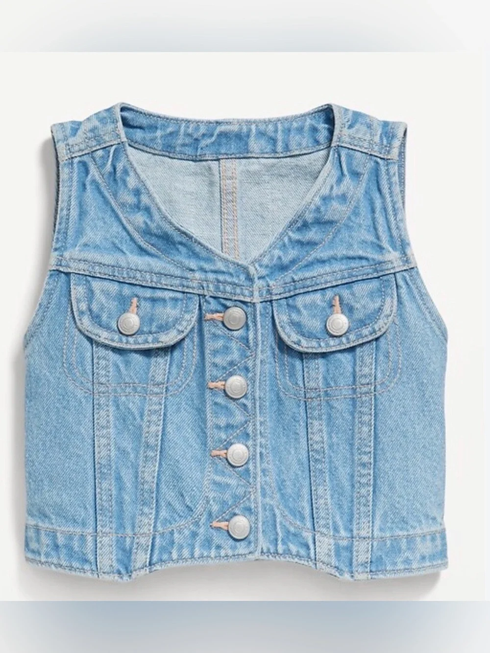 Girls Denim V Neck Sleeveless Vest